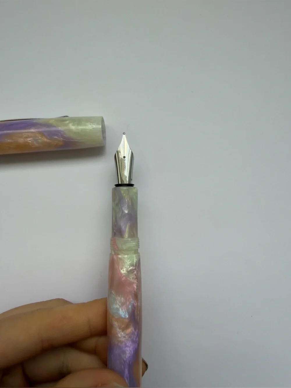 New River City Fountain Pen Company Opal Dark Fineview Resin Rainbow Broad Nib